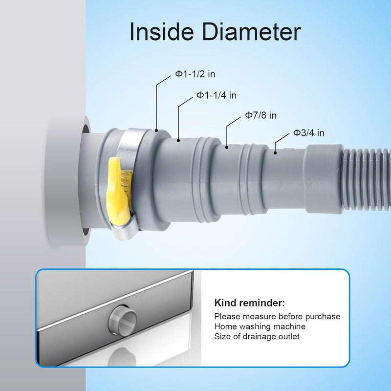 Elyfree Washing Machine Drain Hose, Flexible 23ft Universal Dishwasher Drain Hose Extension Kit, 4 Clamps & 1 U-Bend Hose Holder - Image 5